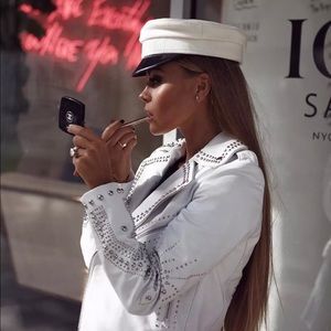 Final Price Belle Vere White Leather Moto Biker Ja